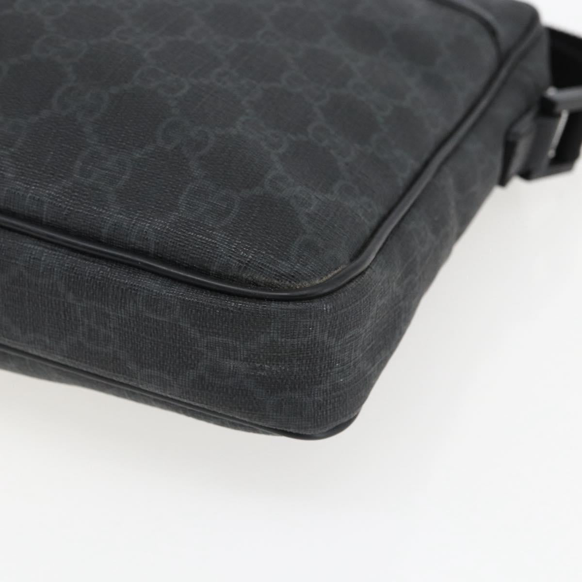 GUCCI GG Supreme Shoulder Bag PVC Black Silver 169933 Auth ka2559