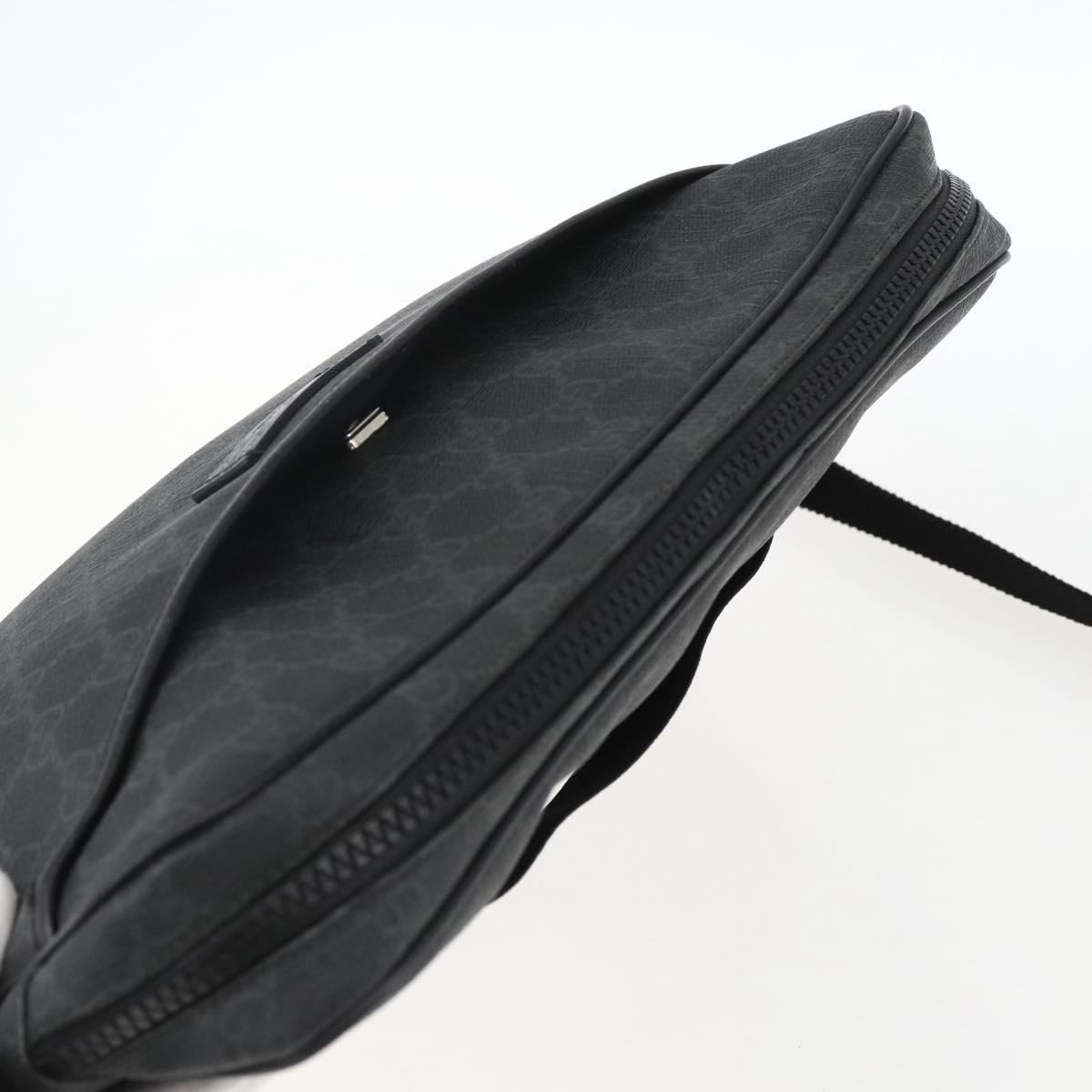 GUCCI GG Supreme Shoulder Bag PVC Black Silver 169933 Auth ka2559