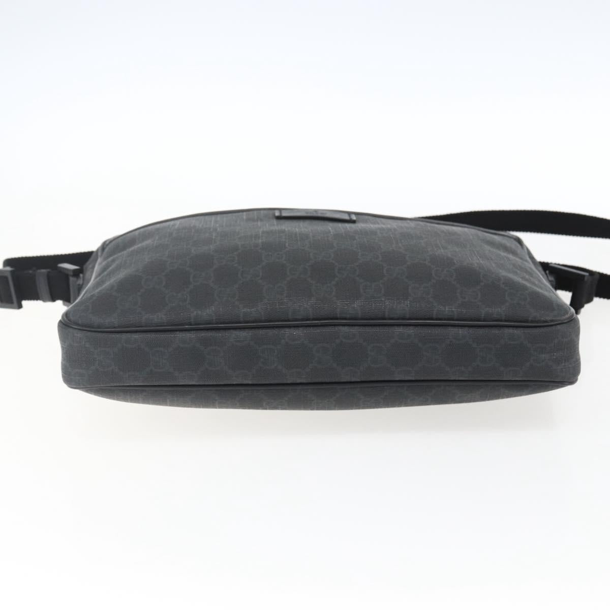 GUCCI GG Supreme Shoulder Bag PVC Black Silver 169933 Auth ka2559