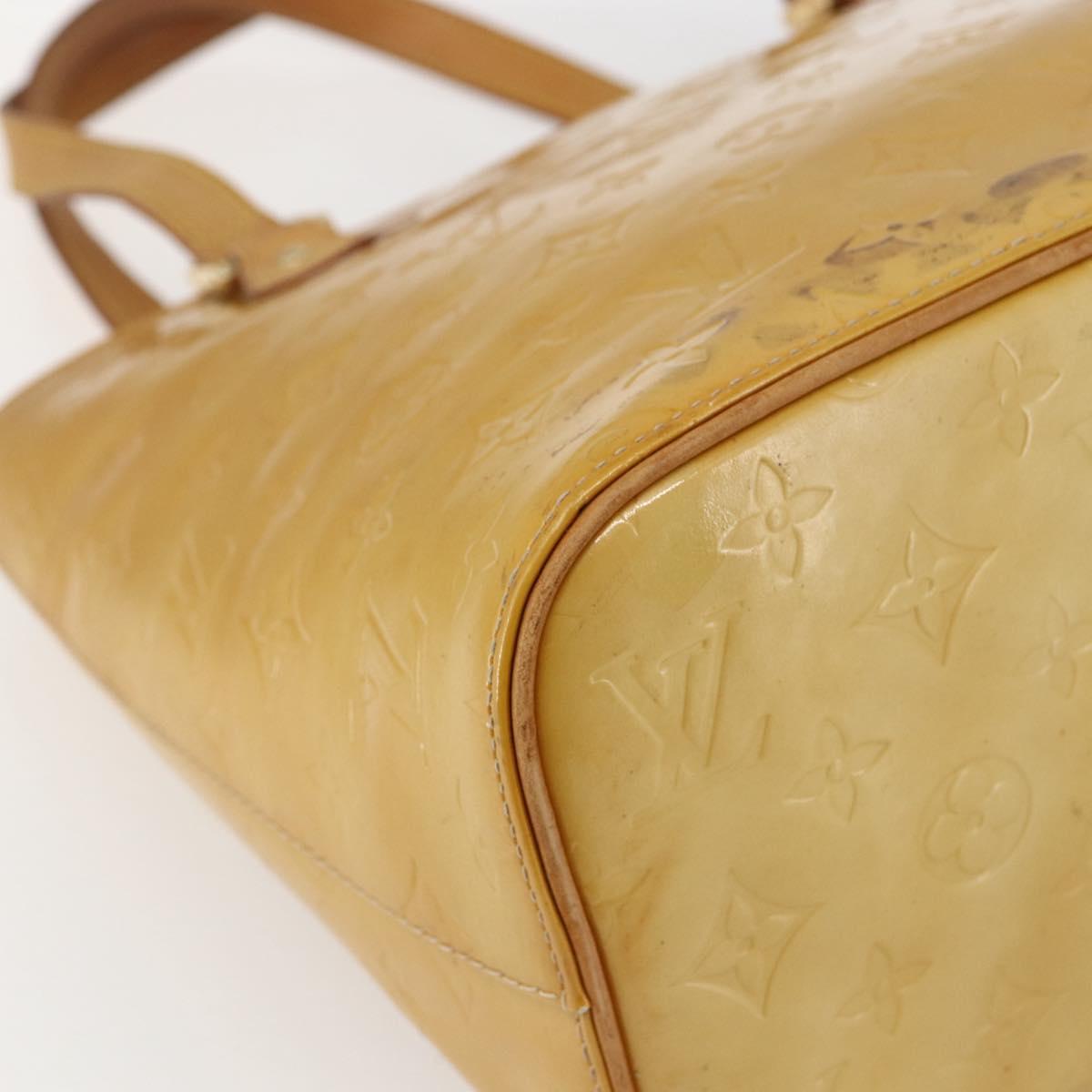 LOUIS VUITTON Monogram Vernis Houston Hand Bag Jaune M91121 LV Auth ka2560