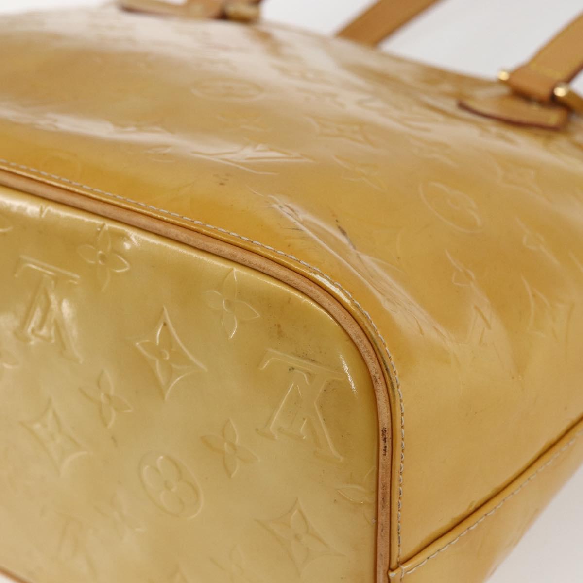 LOUIS VUITTON Monogram Vernis Houston Hand Bag Jaune M91121 LV Auth ka2560