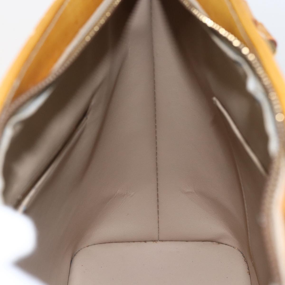 LOUIS VUITTON Monogram Vernis Houston Hand Bag Jaune M91121 LV Auth ka2560