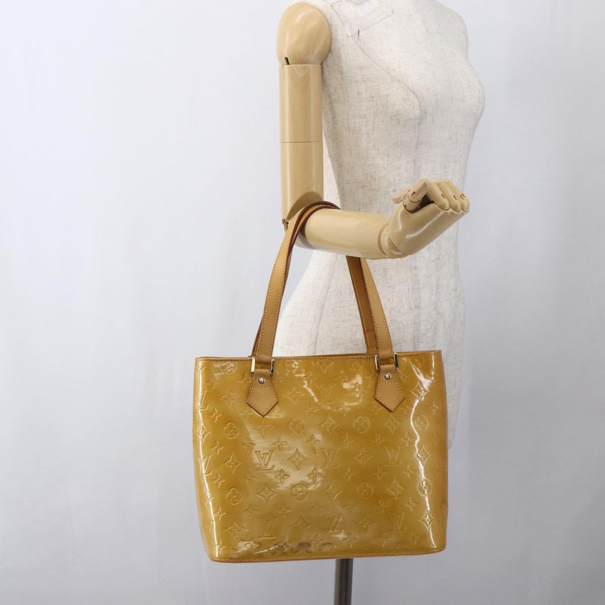 LOUIS VUITTON Monogram Vernis Houston Hand Bag Jaune M91121 LV Auth ka2560