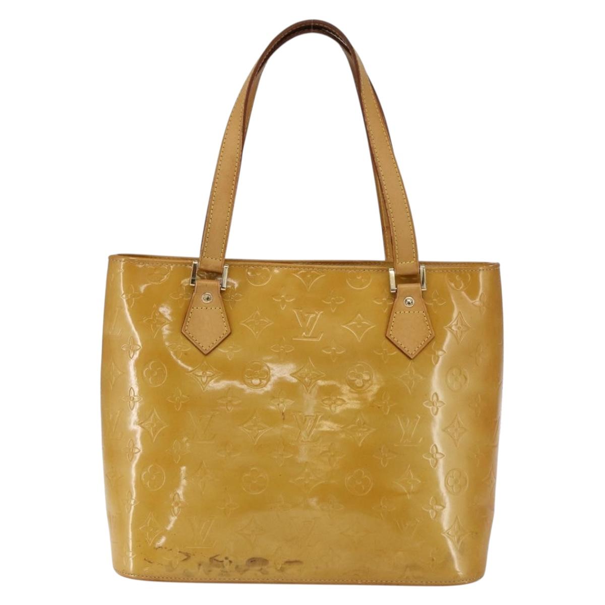 LOUIS VUITTON Monogram Vernis Houston Hand Bag Jaune M91121 LV Auth ka2560