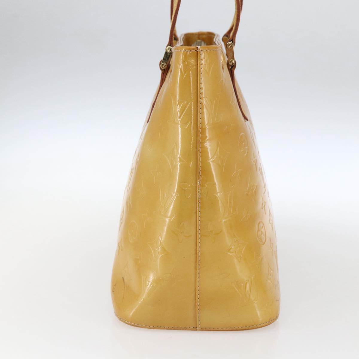LOUIS VUITTON Monogram Vernis Houston Hand Bag Jaune M91121 LV Auth ka2560