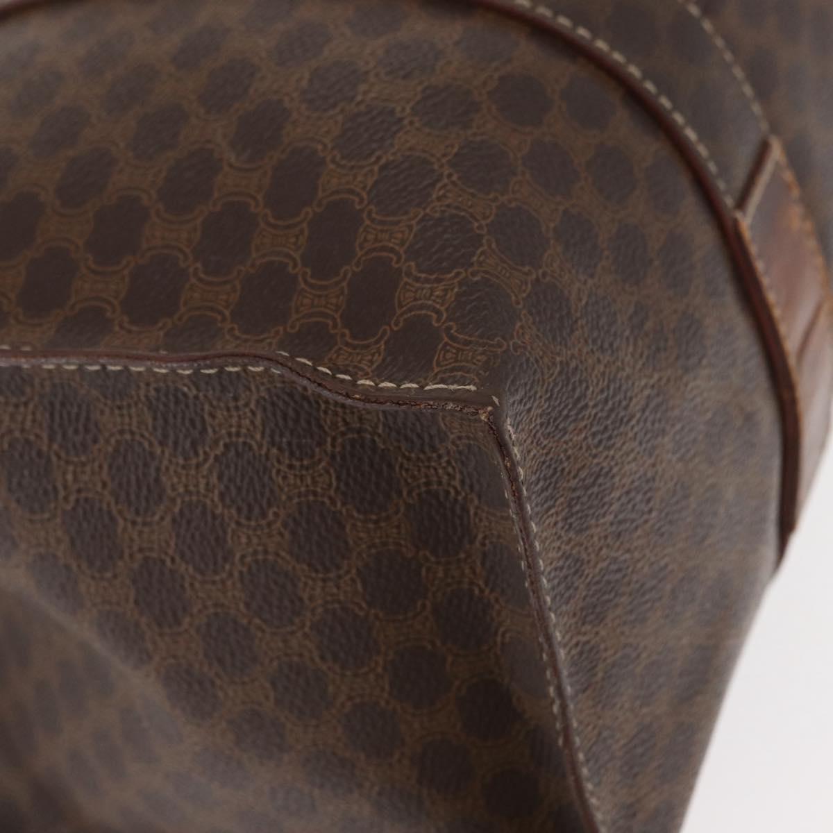 CELINE Macadam Canvas Shoulder Bag PVC Leather Brown Gold Auth ka257