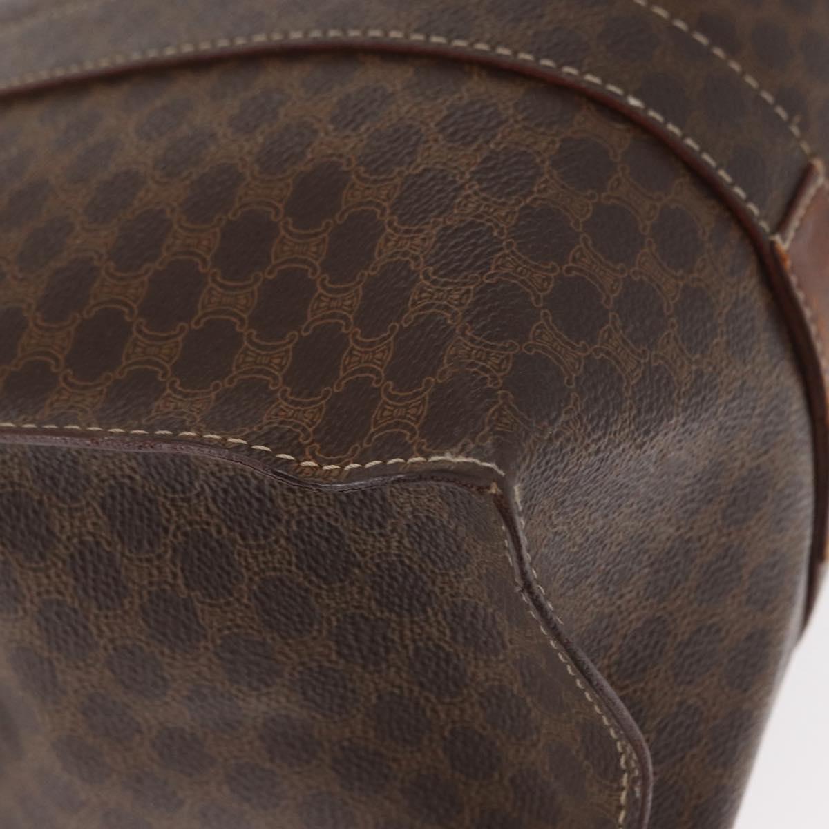 CELINE Macadam Canvas Shoulder Bag PVC Leather Brown Gold Auth ka257