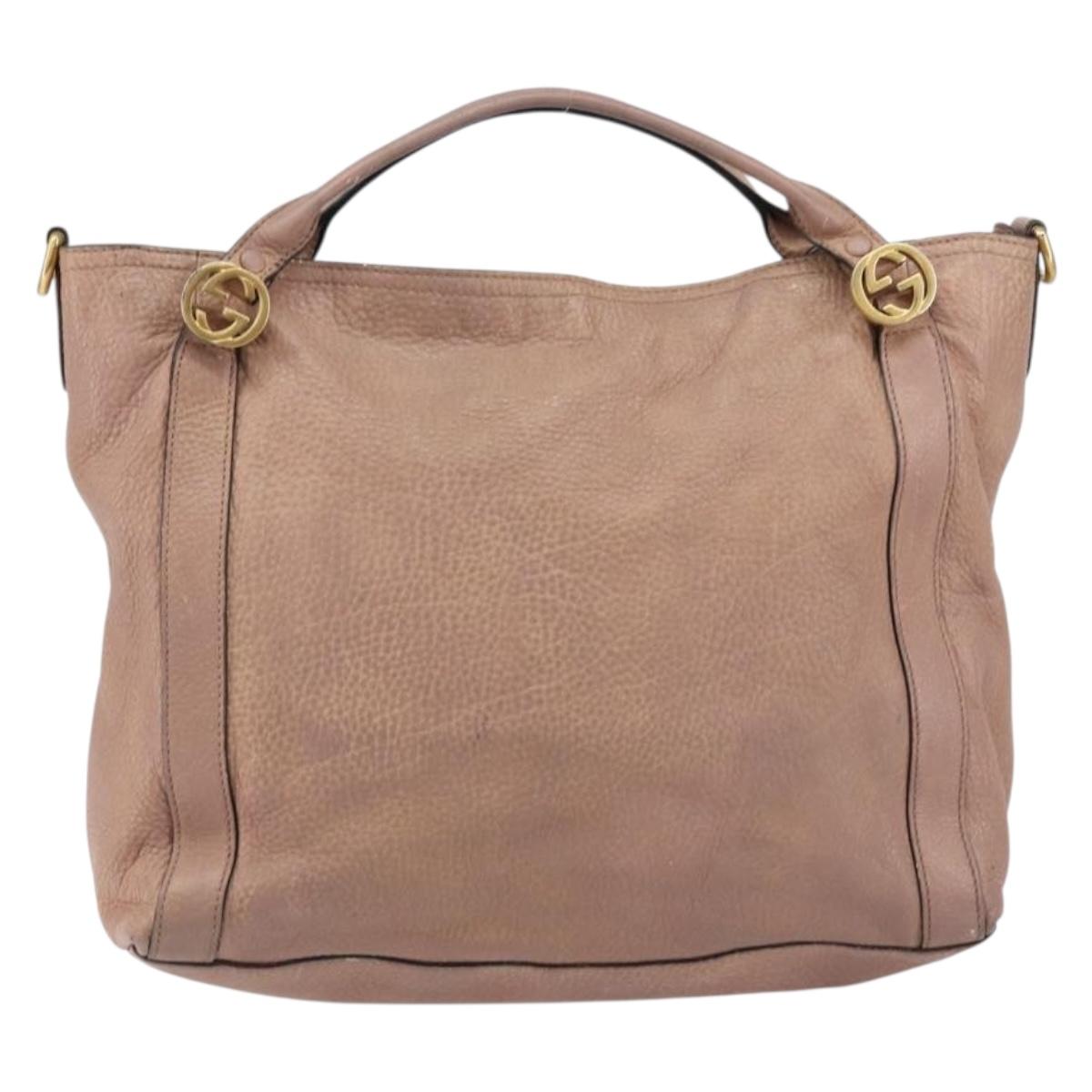 GUCCI Hand Bag Leather Pink Gold 323675 Auth ka258
