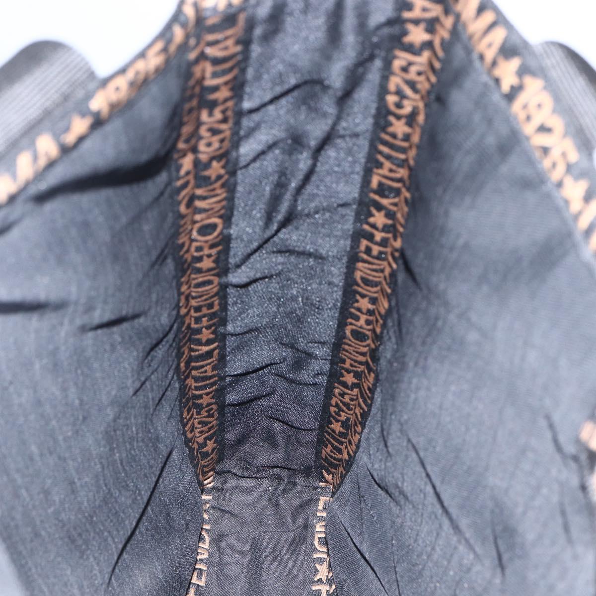 FENDI Tote Bag Raffia Black Gold Auth ka2580A