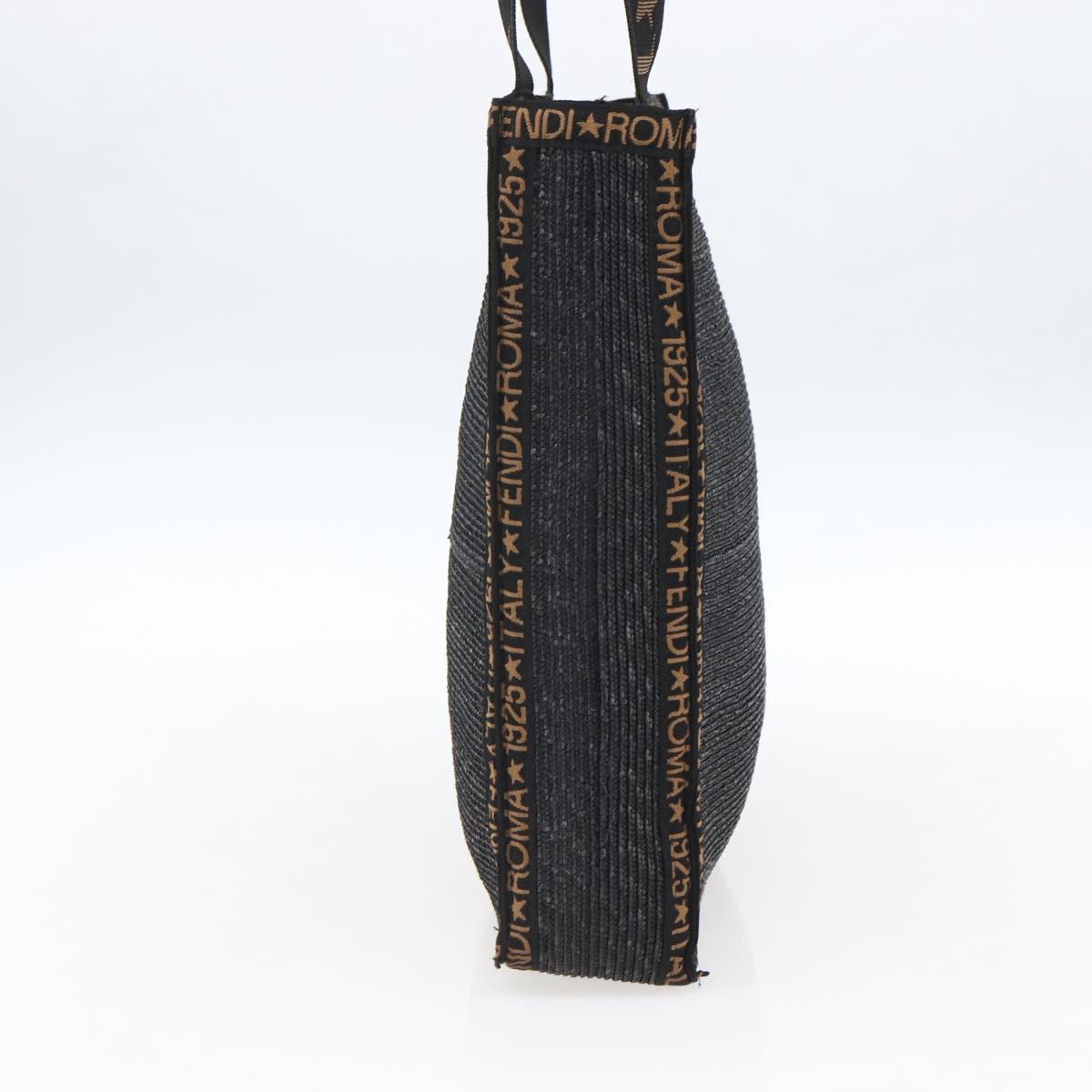 FENDI Tote Bag Raffia Black Gold Auth ka2580A