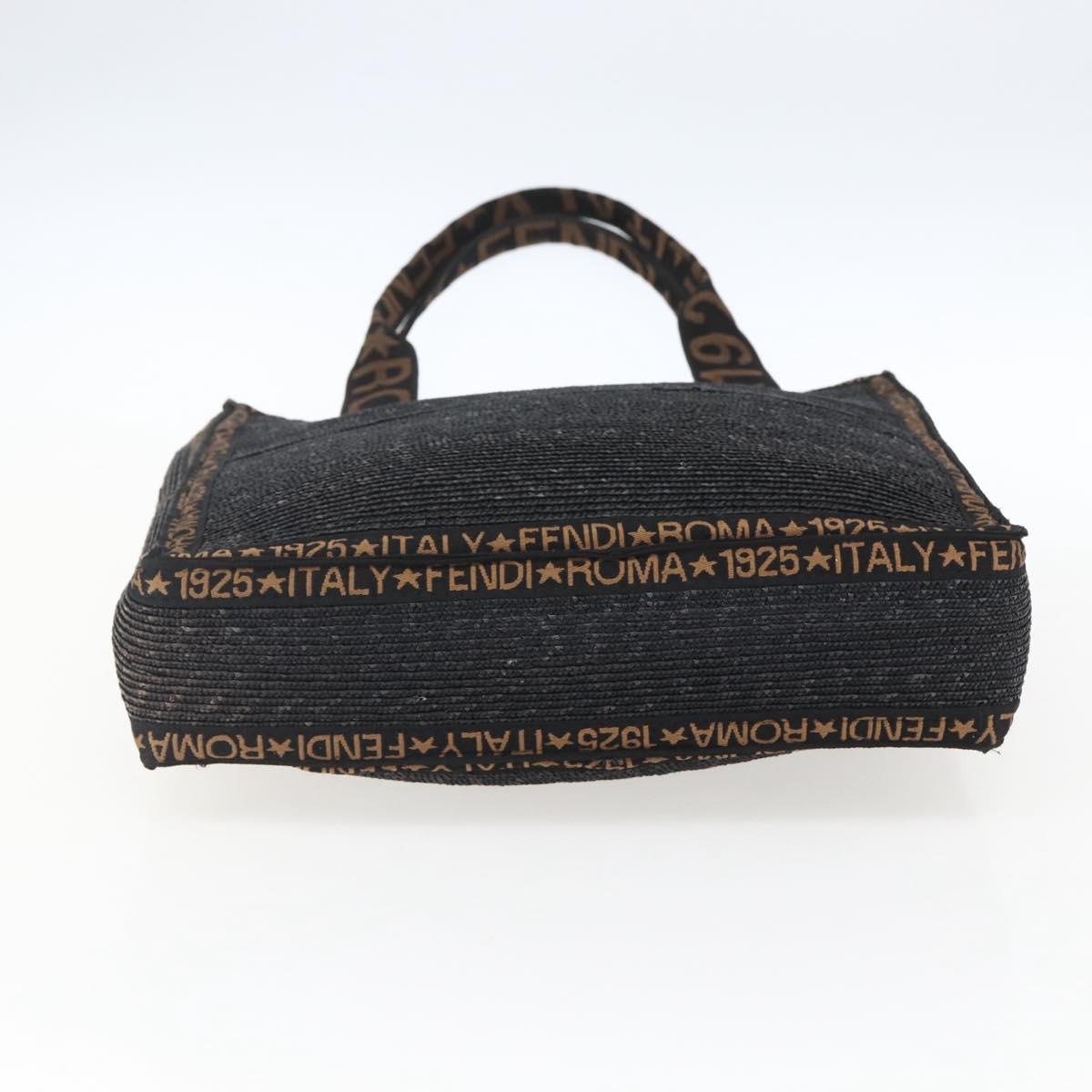 FENDI Tote Bag Raffia Black Gold Auth ka2580A