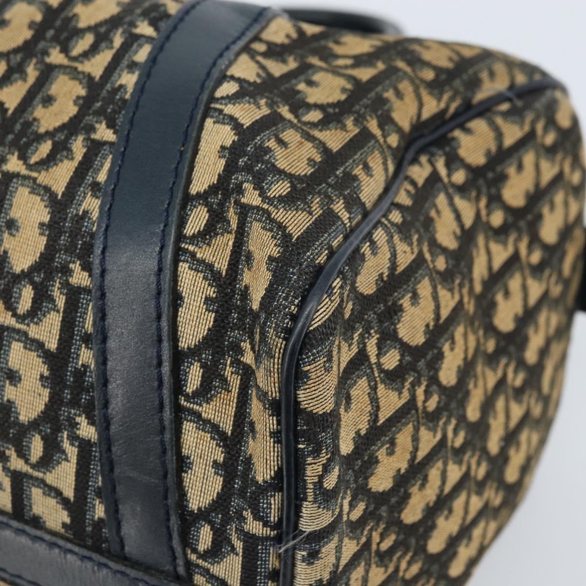 Christian Dior Trotter Canvas Hand Bag Navy Silver Auth ka2582