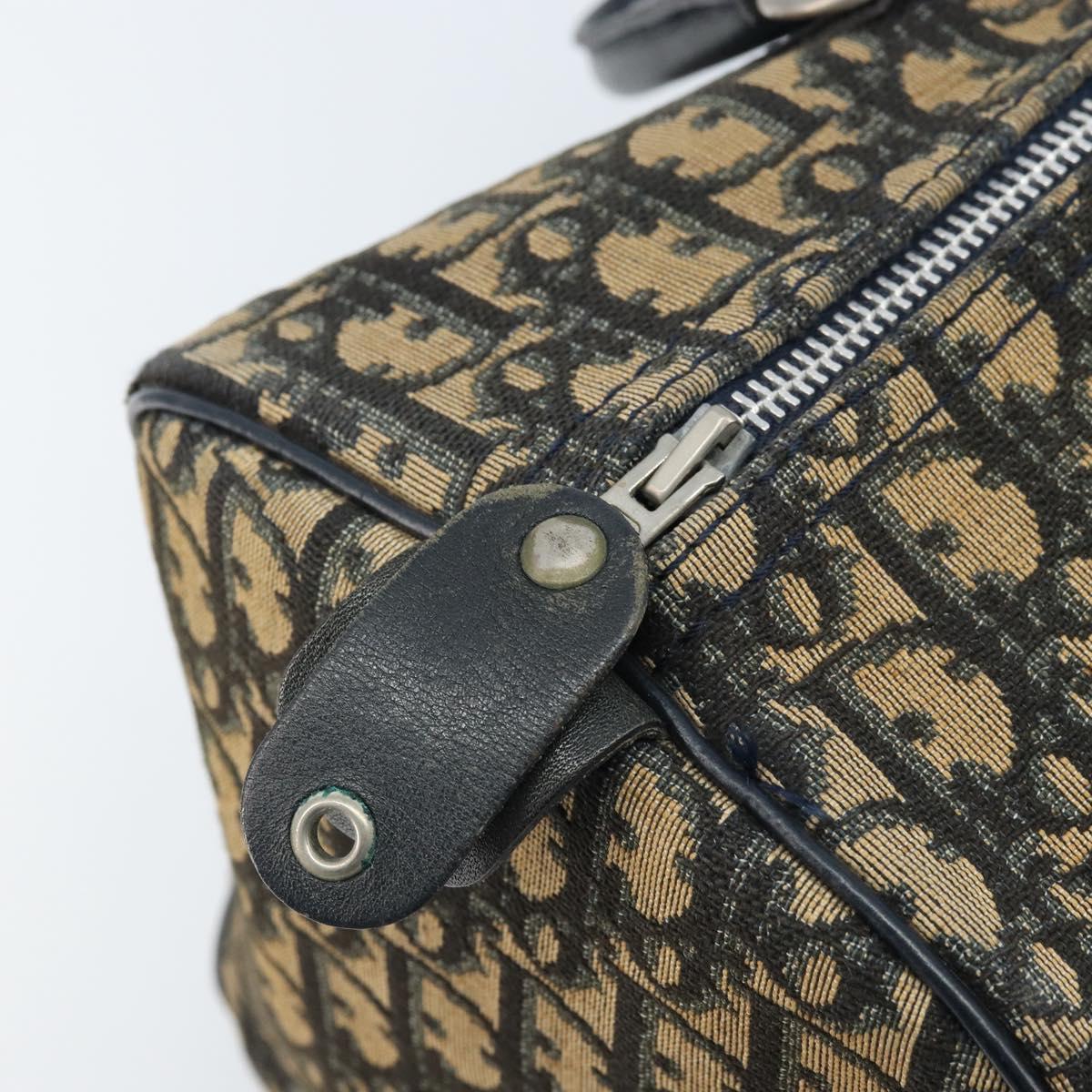 Christian Dior Trotter Canvas Hand Bag Navy Silver Auth ka2582