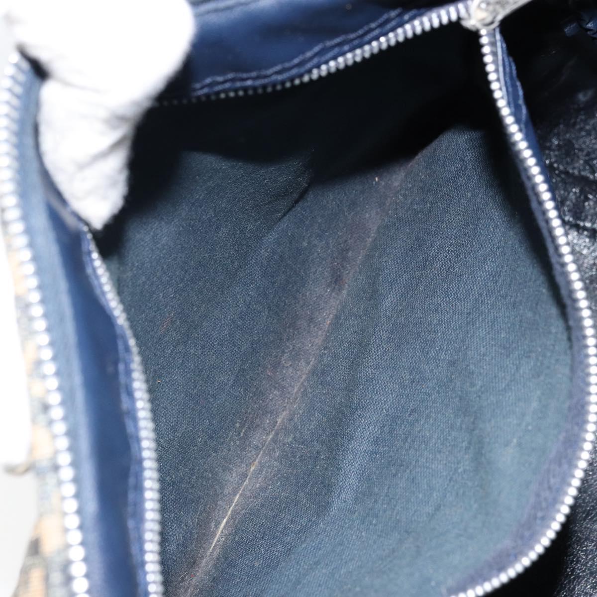 Christian Dior Trotter Canvas Hand Bag Navy Silver Auth ka2582