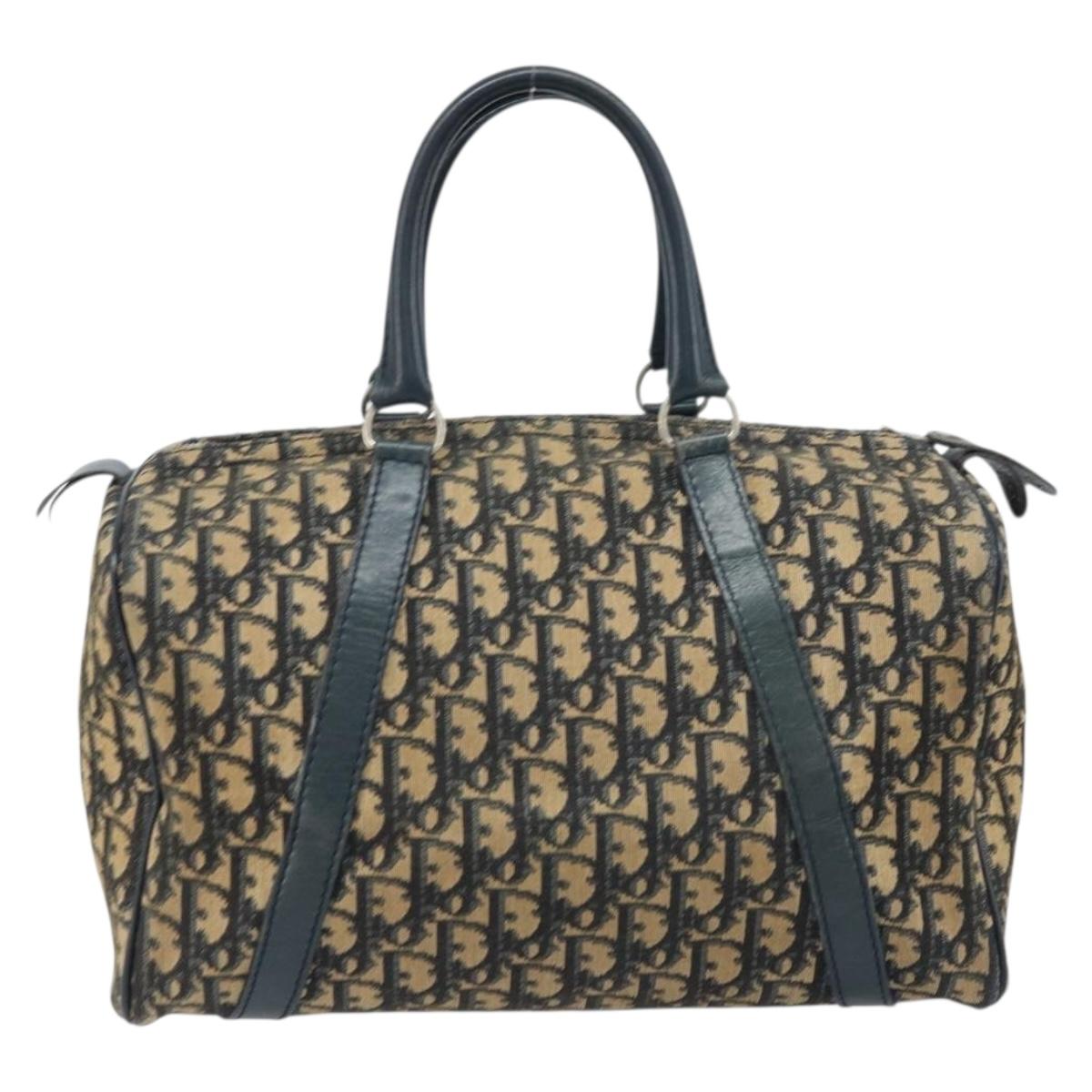 Christian Dior Trotter Canvas Hand Bag Navy Silver Auth ka2582