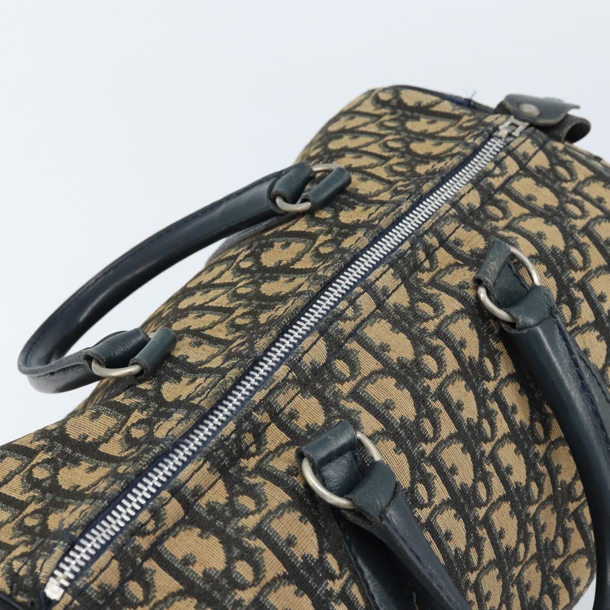 Christian Dior Trotter Canvas Hand Bag Navy Silver Auth ka2582