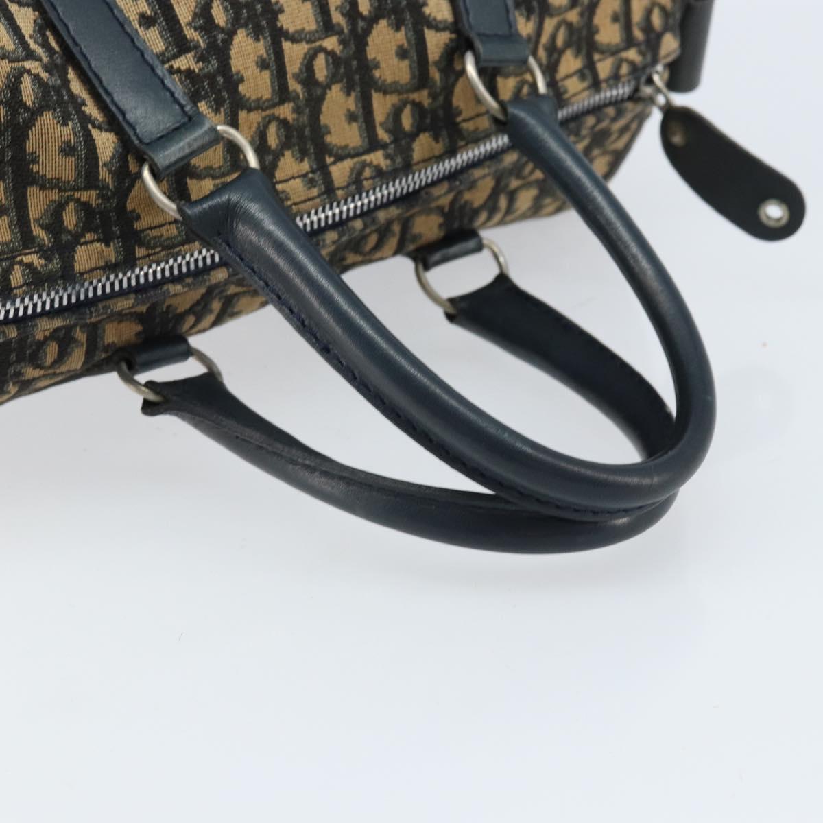Christian Dior Trotter Canvas Hand Bag Navy Silver Auth ka2582