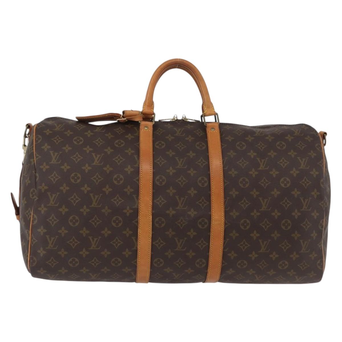LOUIS VUITTON Monogram Keepall Bandouliere 55 Boston Bag M41414 LV Auth ka2583