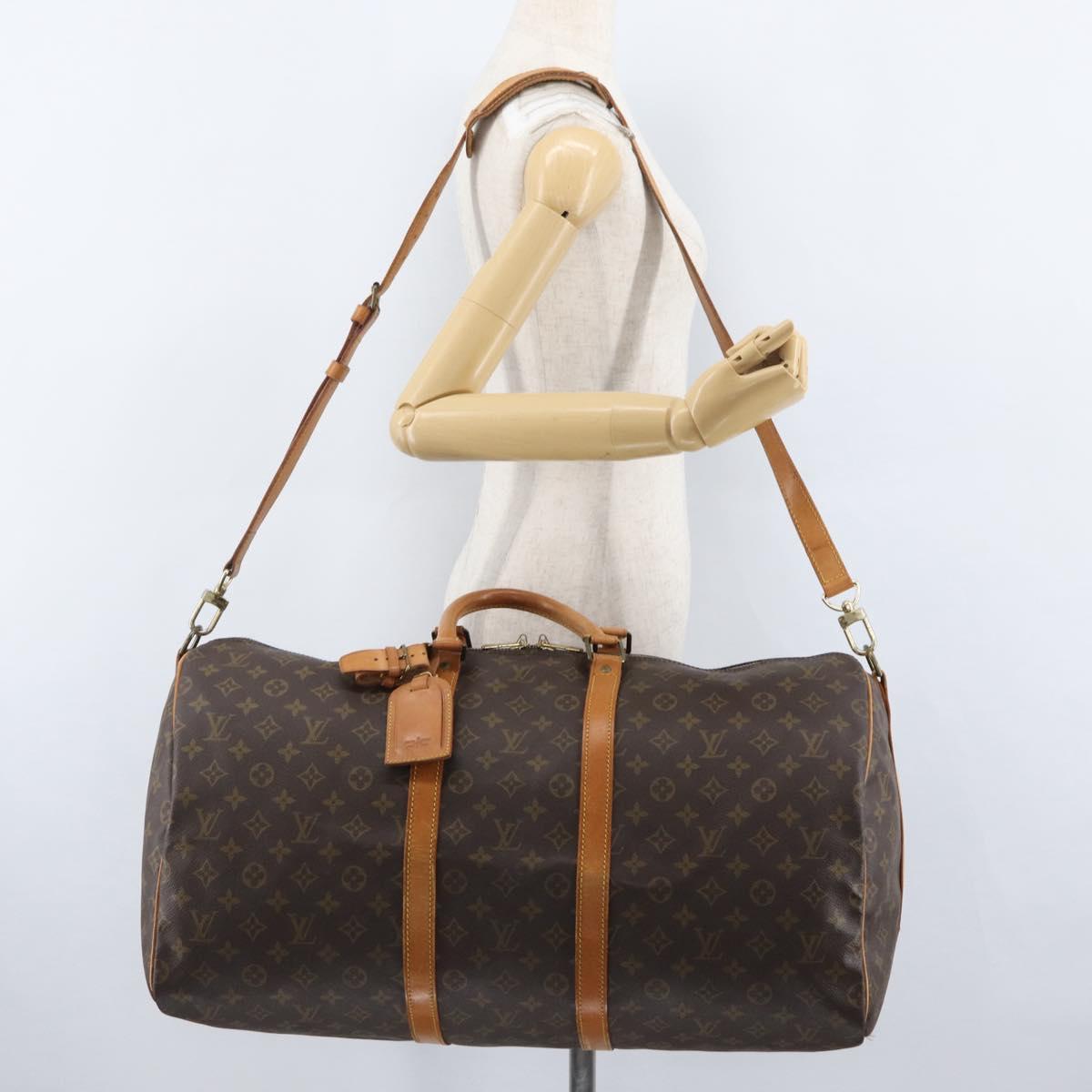 LOUIS VUITTON Monogram Keepall Bandouliere 55 Boston Bag M41414 LV Auth ka2583