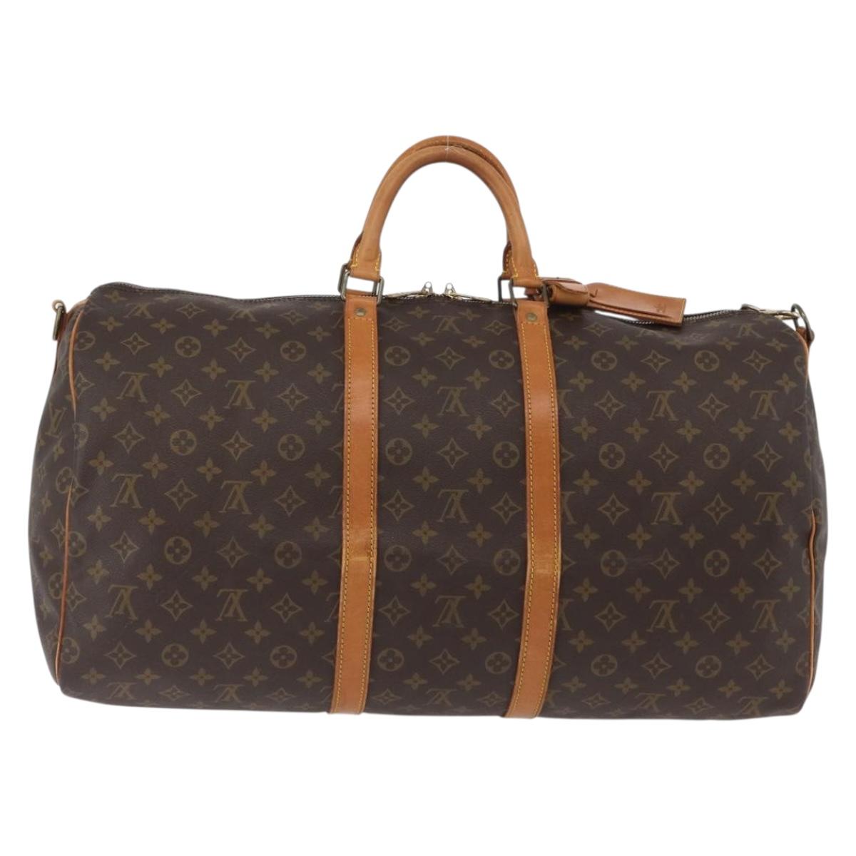 LOUIS VUITTON Monogram Keepall Bandouliere 55 Boston Bag M41414 LV Auth ka2583