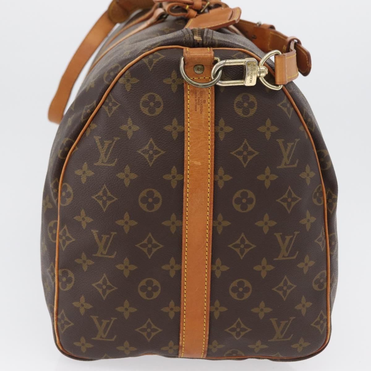 LOUIS VUITTON Monogram Keepall Bandouliere 55 Boston Bag M41414 LV Auth ka2583