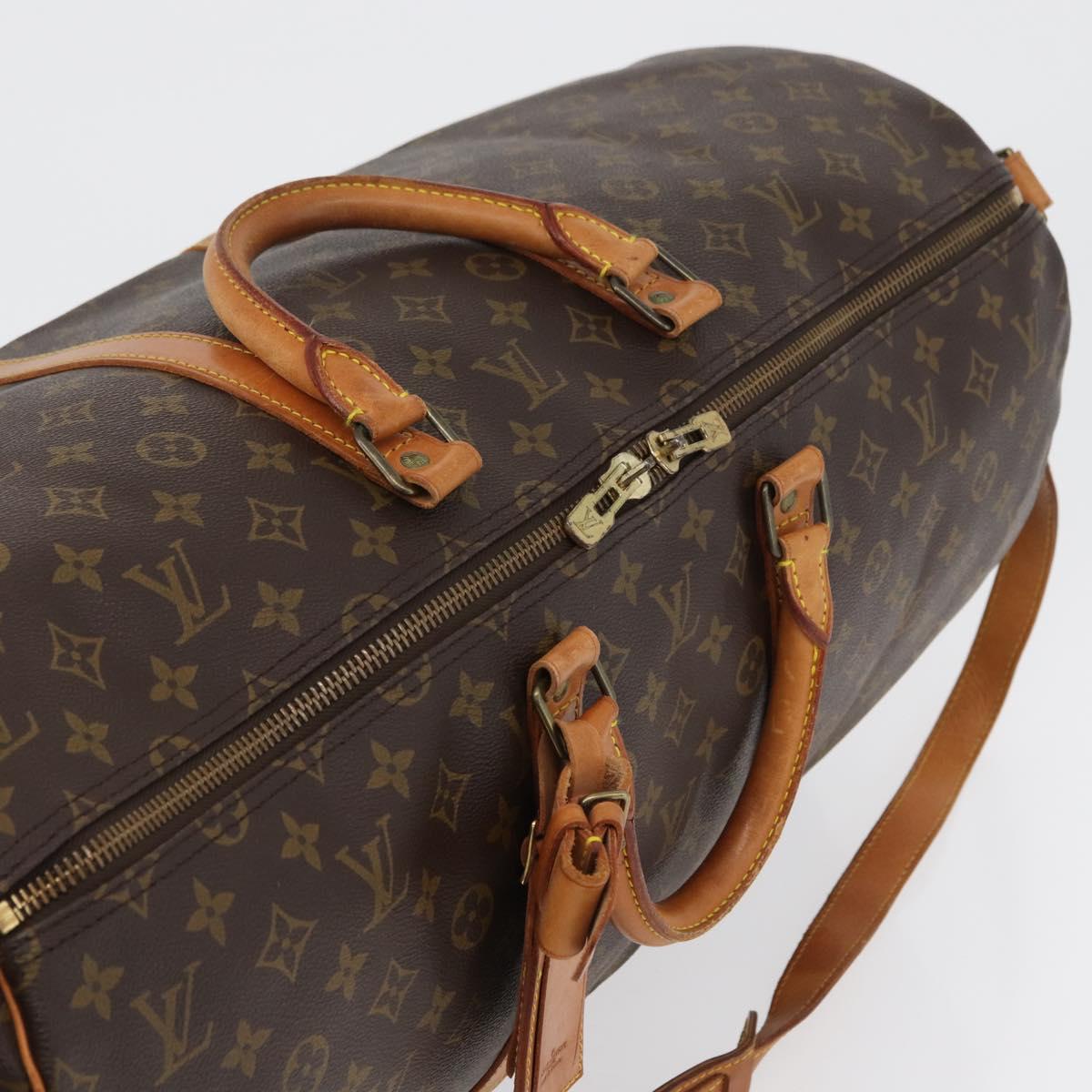 LOUIS VUITTON Monogram Keepall Bandouliere 55 Boston Bag M41414 LV Auth ka2583