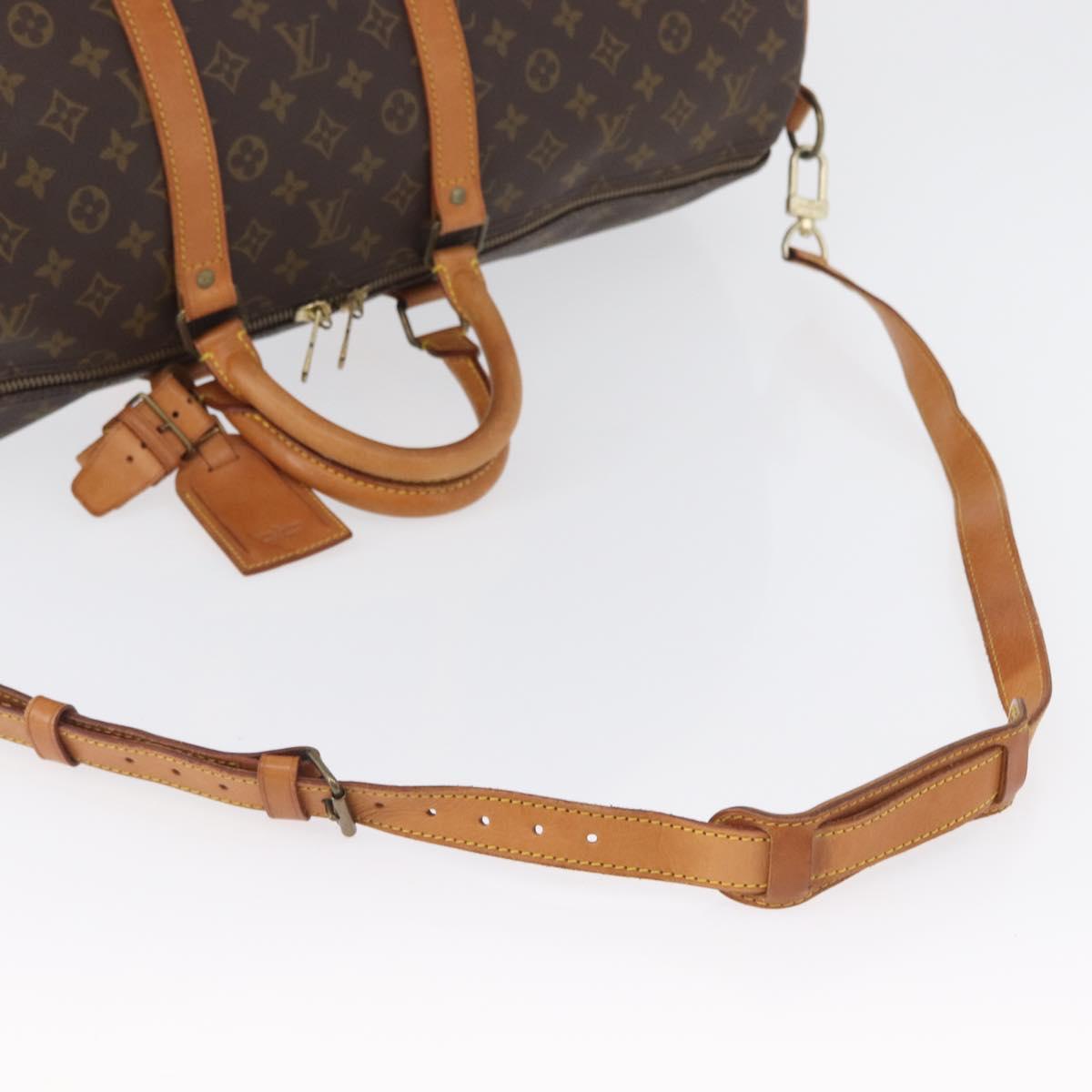 LOUIS VUITTON Monogram Keepall Bandouliere 55 Boston Bag M41414 LV Auth ka2583