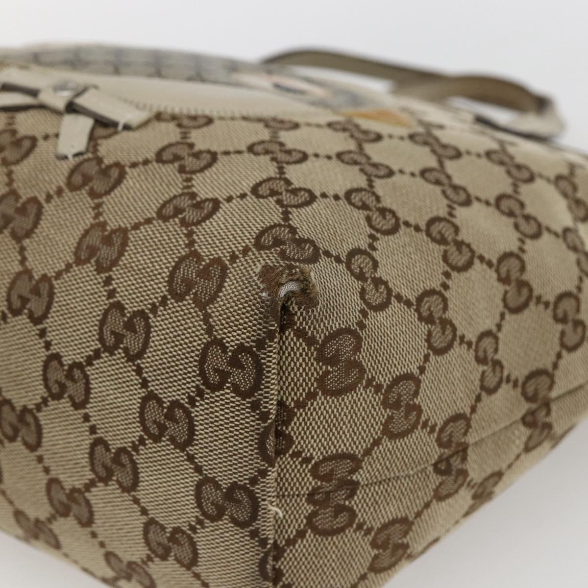 GUCCI GG Canvas Hand Bag Beige Silver 271101 Auth ka2598