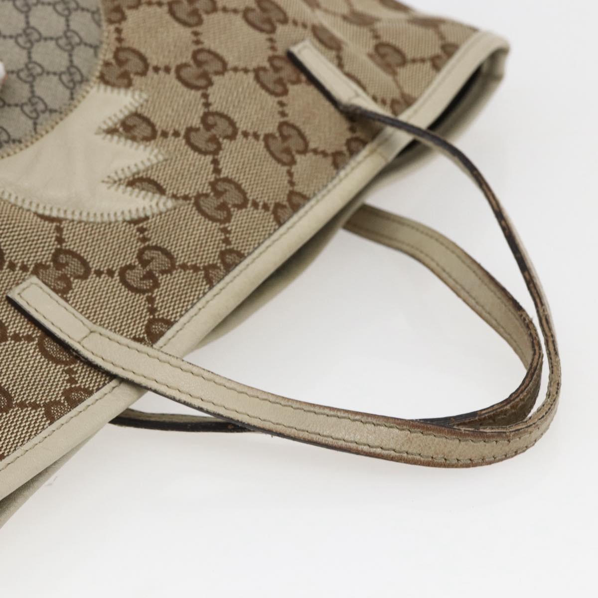 GUCCI GG Canvas Hand Bag Beige Silver 271101 Auth ka2598