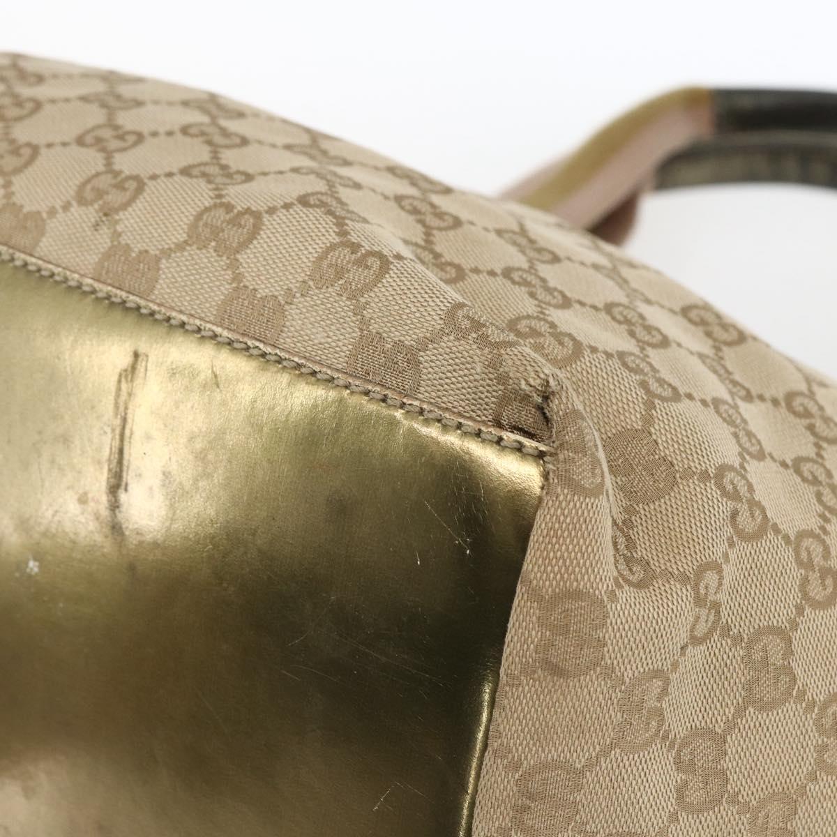 GUCCI GG Canvas Sherry Line Hand Bag Beige Gold 131230 Auth ka2599
