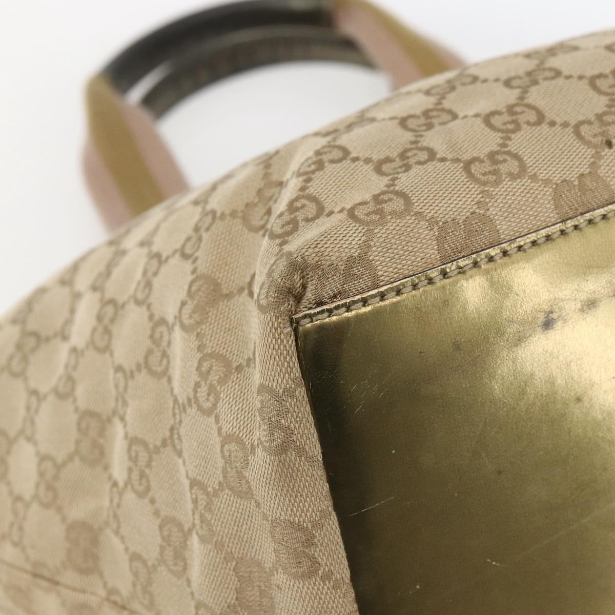 GUCCI GG Canvas Sherry Line Hand Bag Beige Gold 131230 Auth ka2599