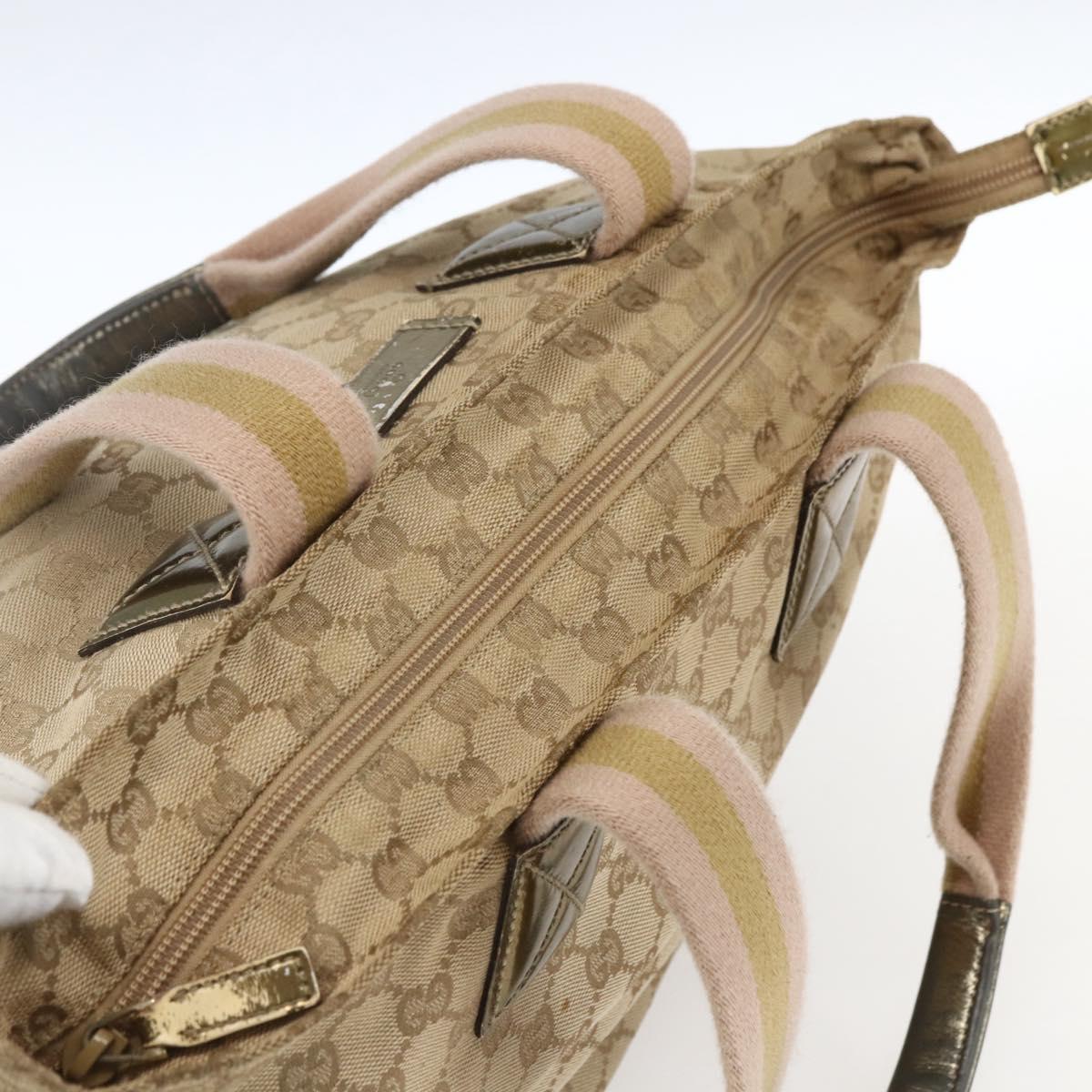GUCCI GG Canvas Sherry Line Hand Bag Beige Gold 131230 Auth ka2599