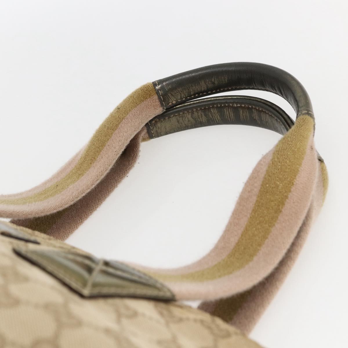 GUCCI GG Canvas Sherry Line Hand Bag Beige Gold 131230 Auth ka2599