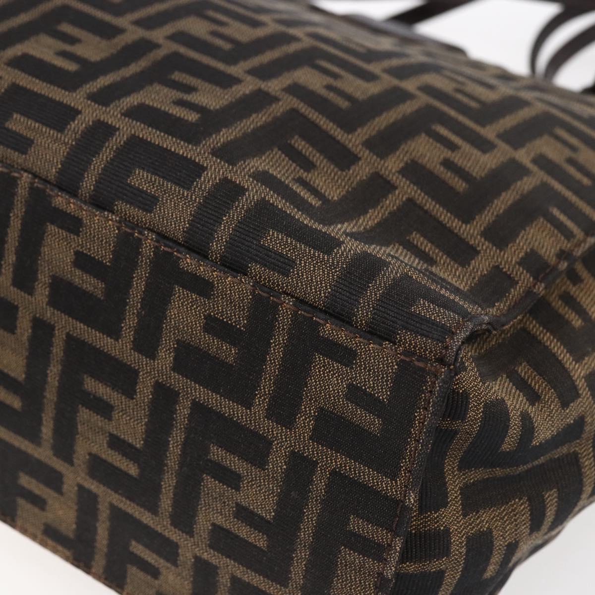 FENDI Zucca Canvas Shoulder Bag Black Brown Auth ka260