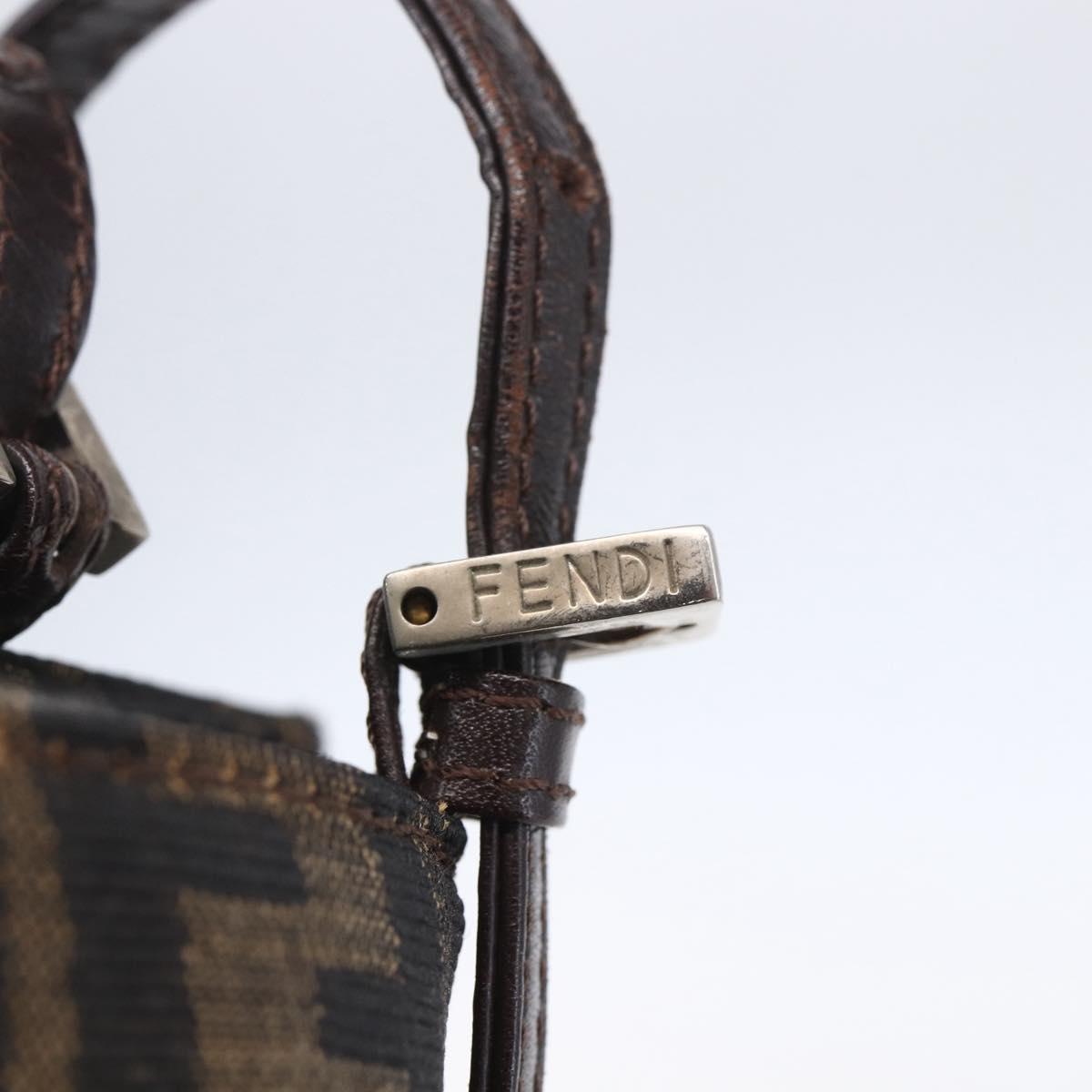 FENDI Zucca Canvas Shoulder Bag Black Brown Auth ka260