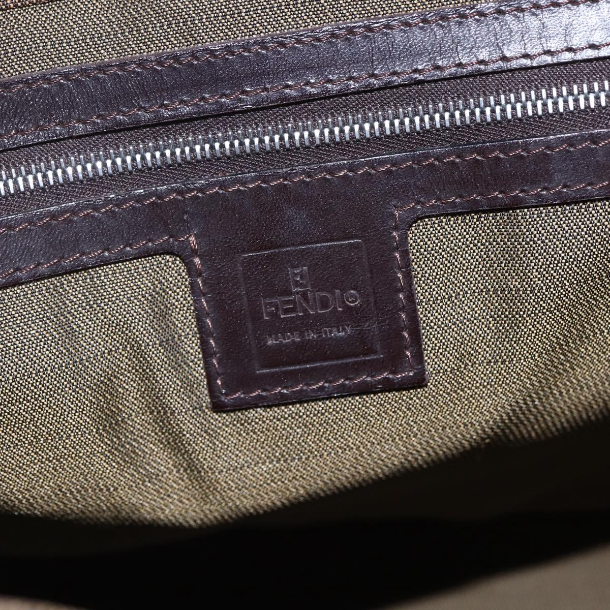 FENDI Zucca Canvas Shoulder Bag Black Brown Auth ka260