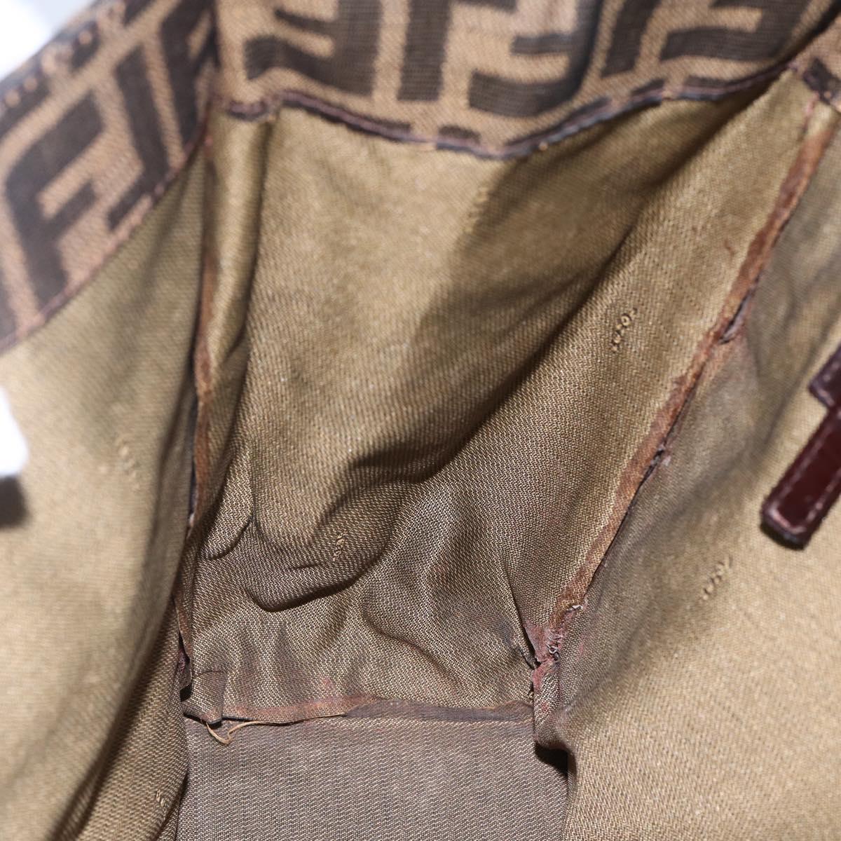 FENDI Zucca Canvas Shoulder Bag Black Brown Auth ka260