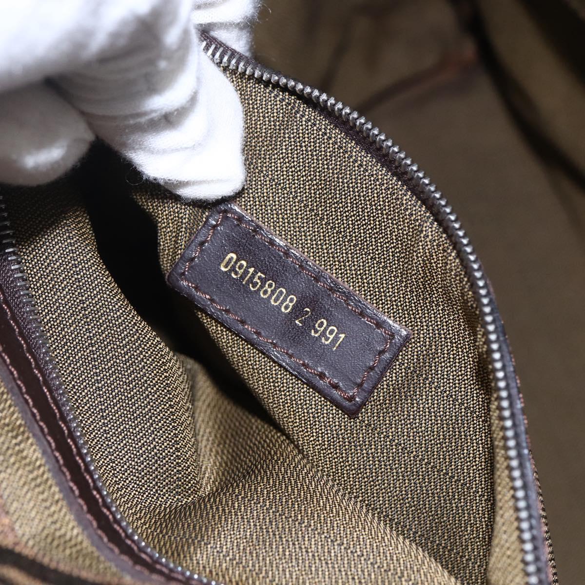 FENDI Zucca Canvas Shoulder Bag Black Brown Auth ka260