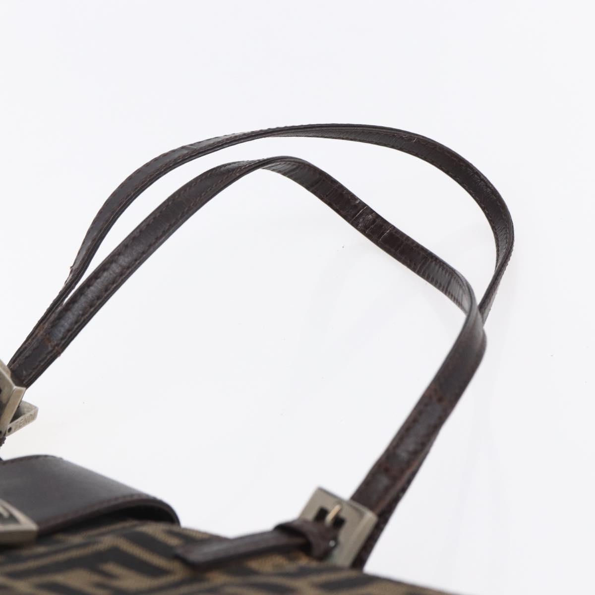 FENDI Zucca Canvas Shoulder Bag Black Brown Auth ka260