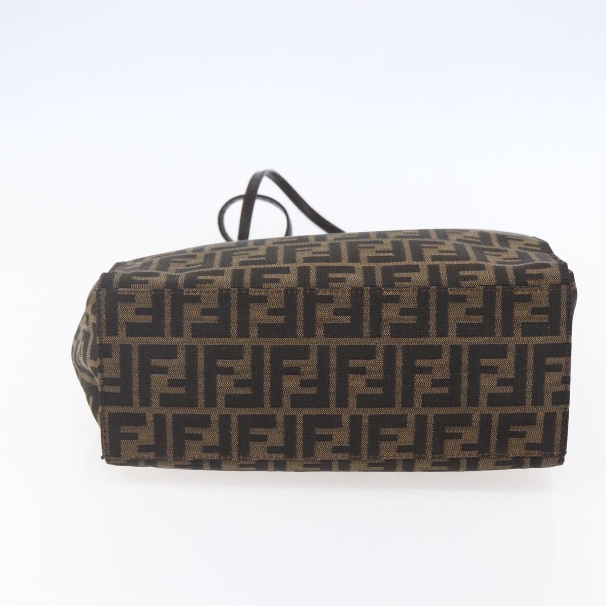 FENDI Zucca Canvas Shoulder Bag Black Brown Auth ka260