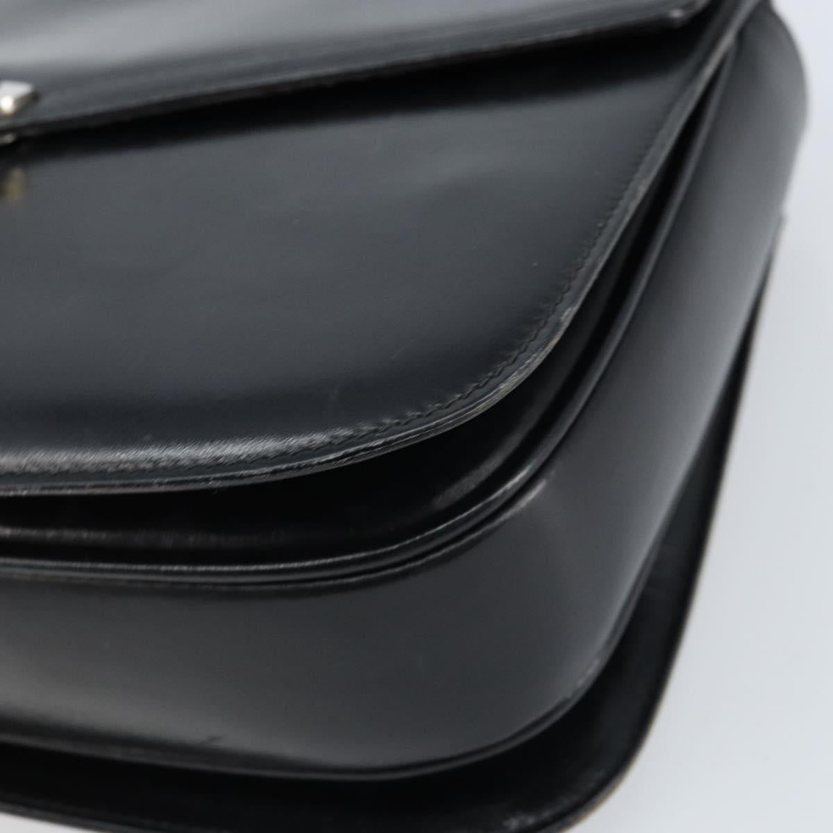 GUCCI Hand Bag Leather Black Gold Auth ka2600