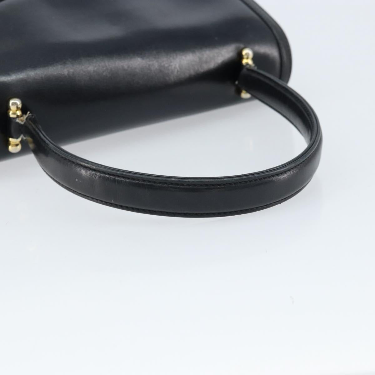 GUCCI Hand Bag Leather Black Gold Auth ka2600