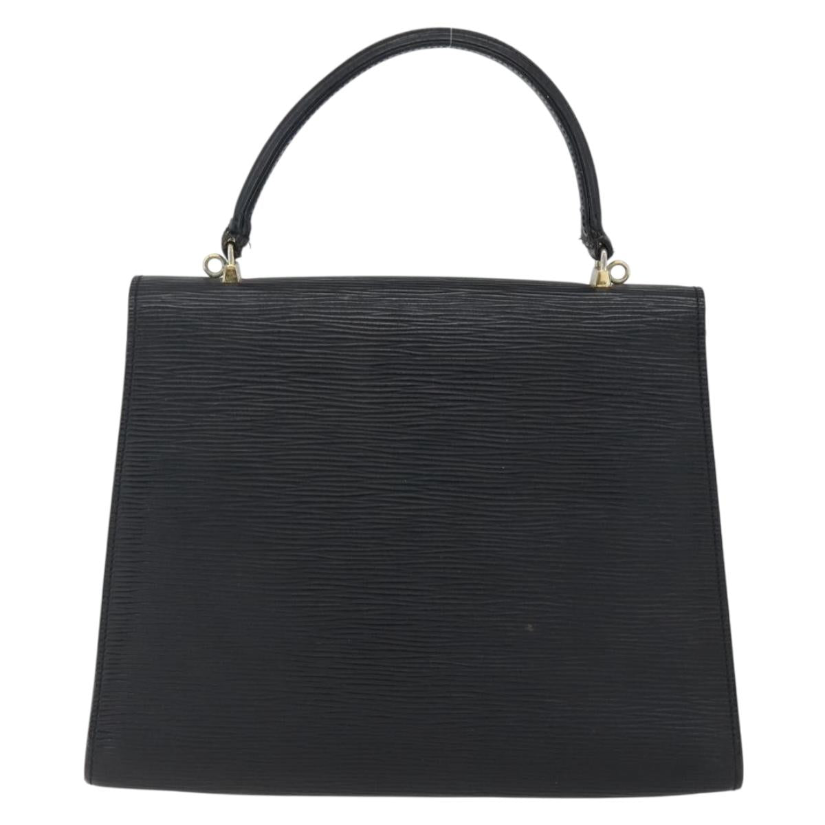 FENDI Hand Bag Leather Black Gold Auth ka2601