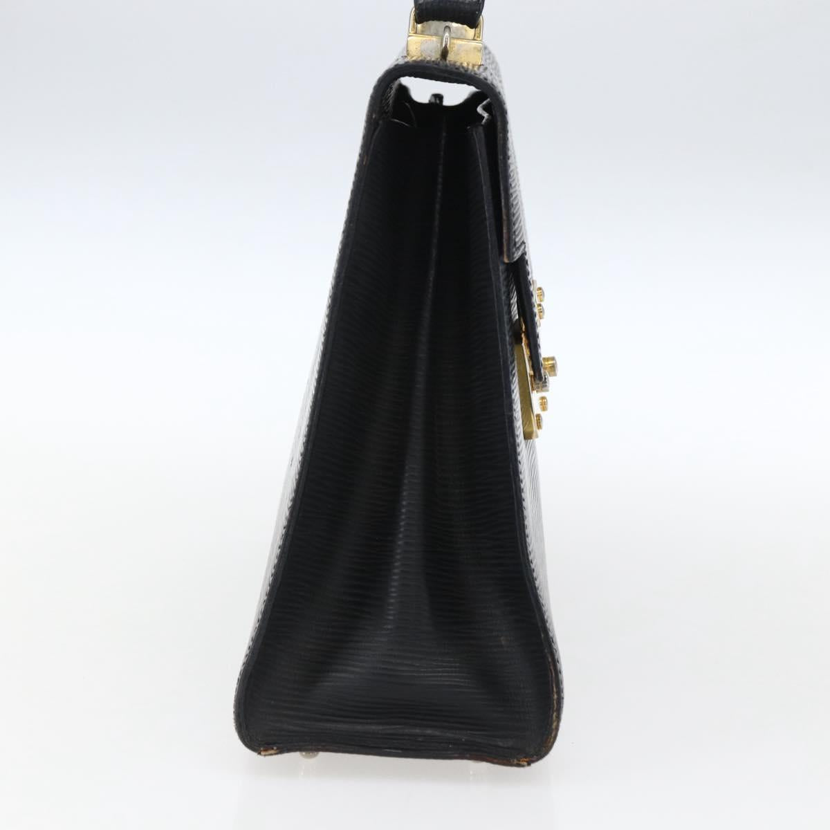 FENDI Hand Bag Leather Black Gold Auth ka2601