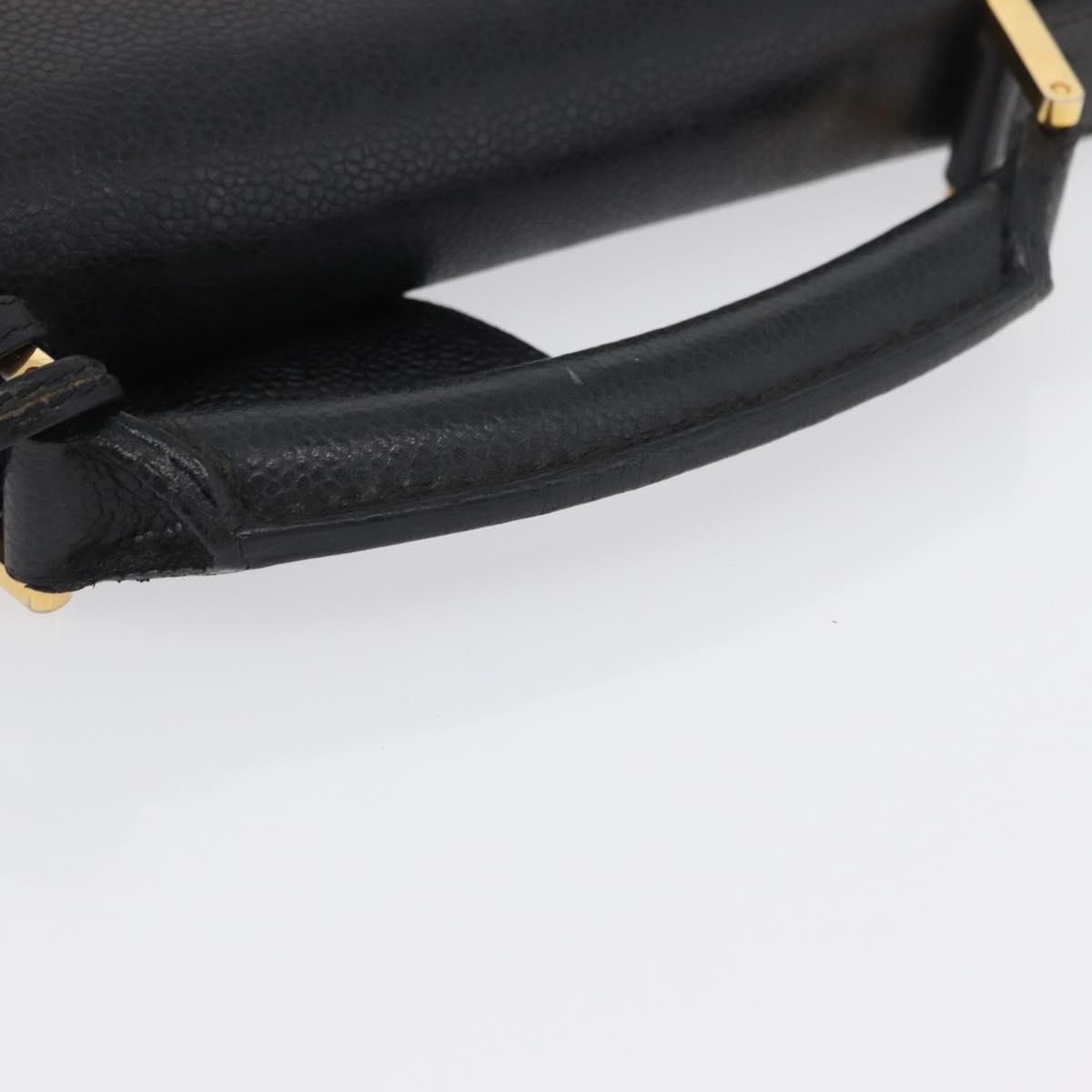 CHANEL Business Bag Caviar Skin Black Gold CC Auth ka2603