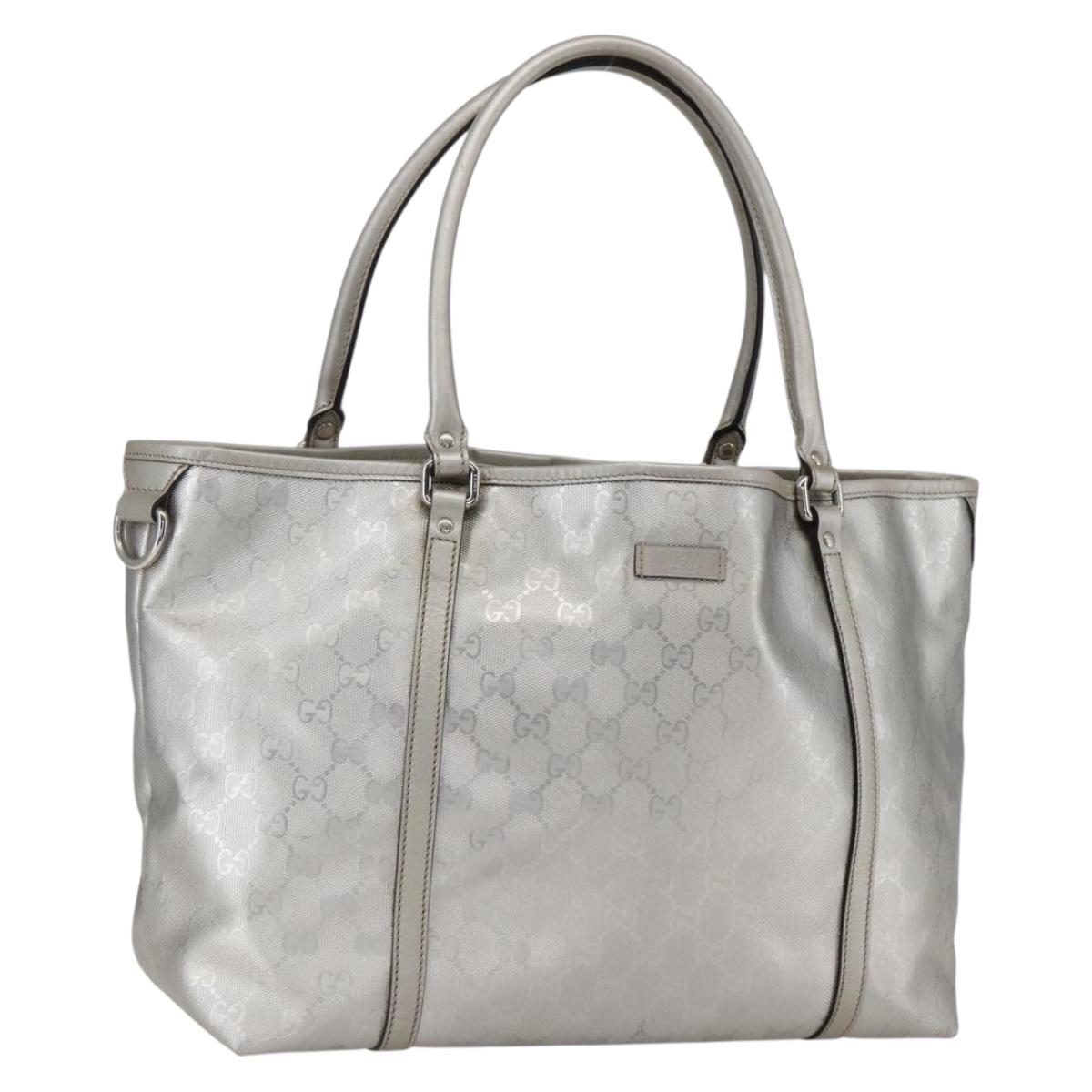 GUCCI GG implementation Tote Bag PVC Silver 197953 Auth ka2609