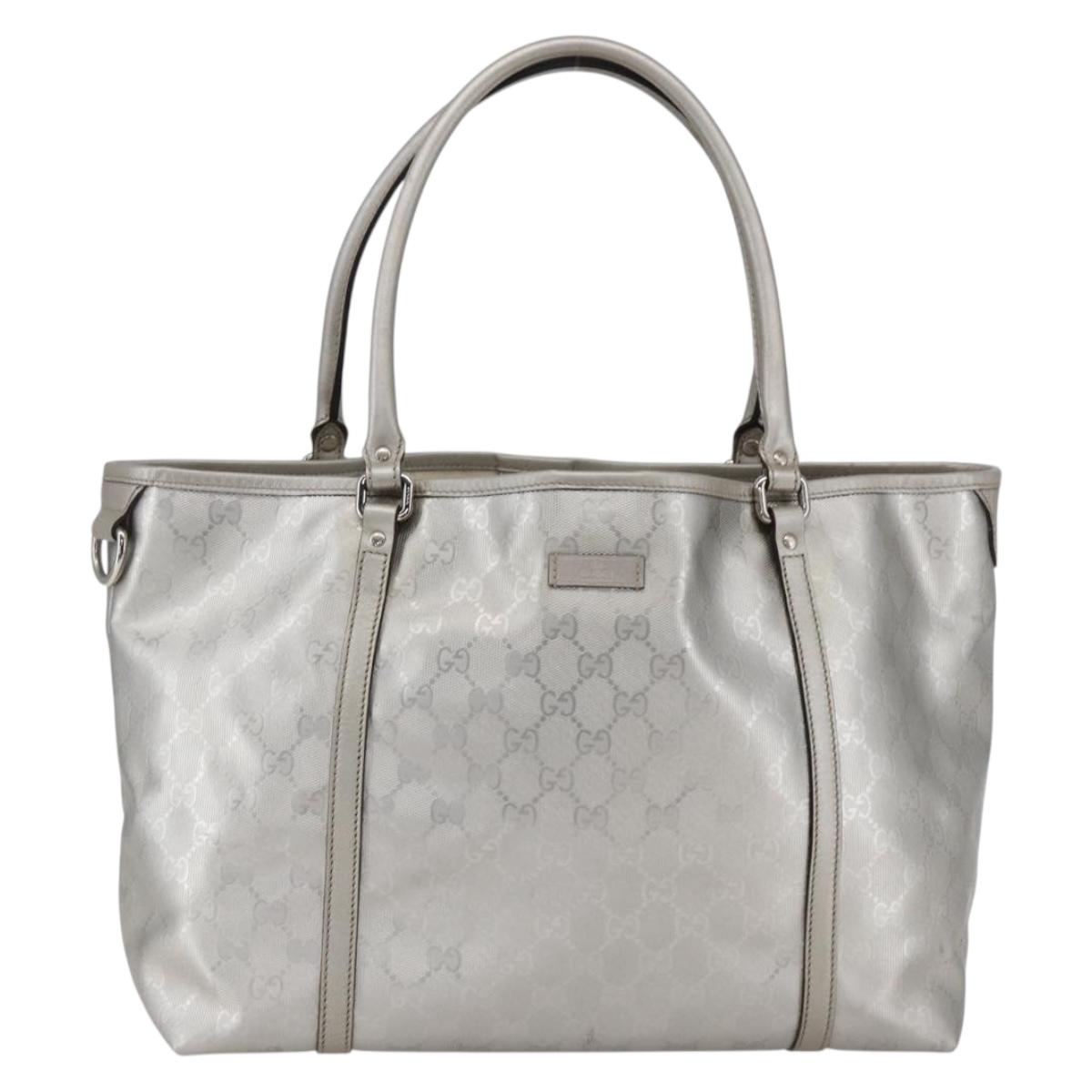 GUCCI GG implementation Tote Bag PVC Silver 197953 Auth ka2609
