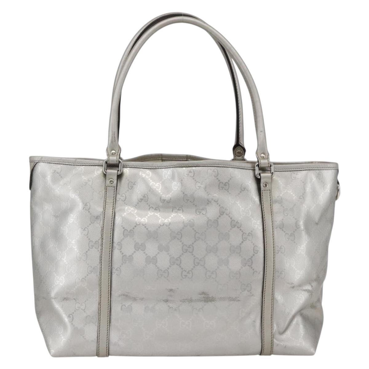 GUCCI GG implementation Tote Bag PVC Silver 197953 Auth ka2609