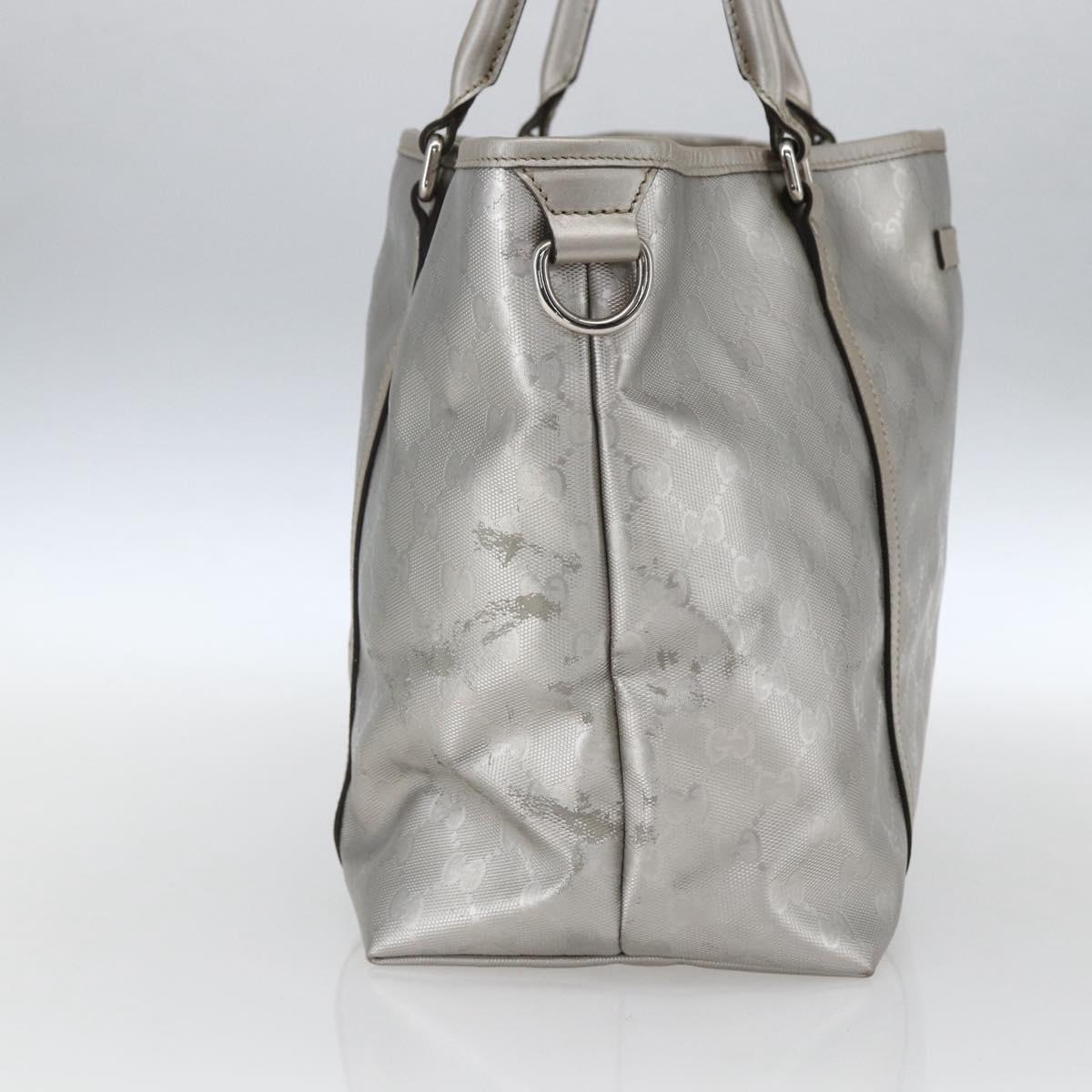 GUCCI GG implementation Tote Bag PVC Silver 197953 Auth ka2609