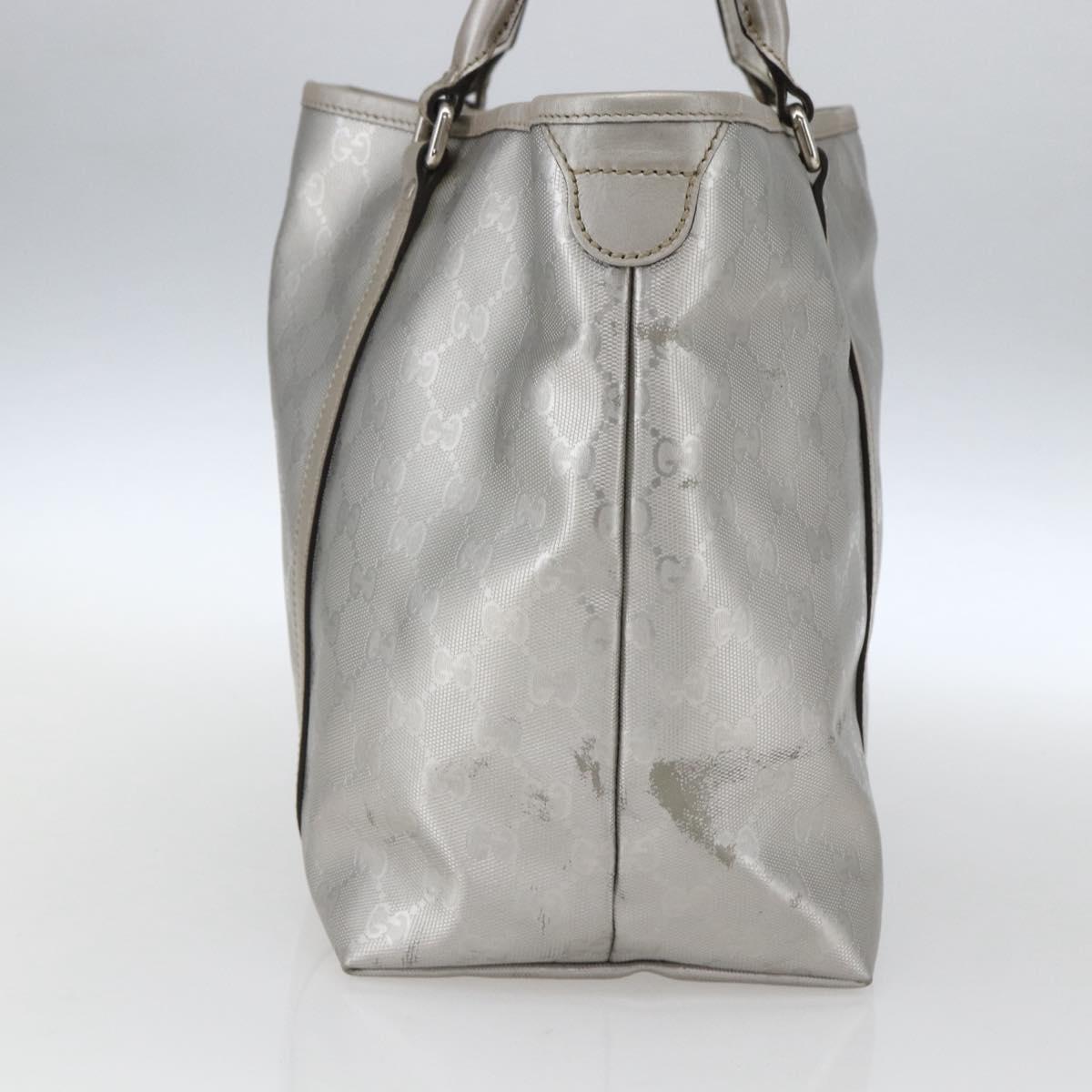 GUCCI GG implementation Tote Bag PVC Silver 197953 Auth ka2609